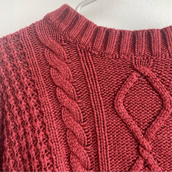 Imported Korean Red Knit Sweater with Drop Shoulders - Picture 2 of 6